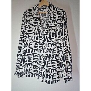 NWOT - Love Shirt Button Up Blouse by Milk & Honey Size XL  Black & White